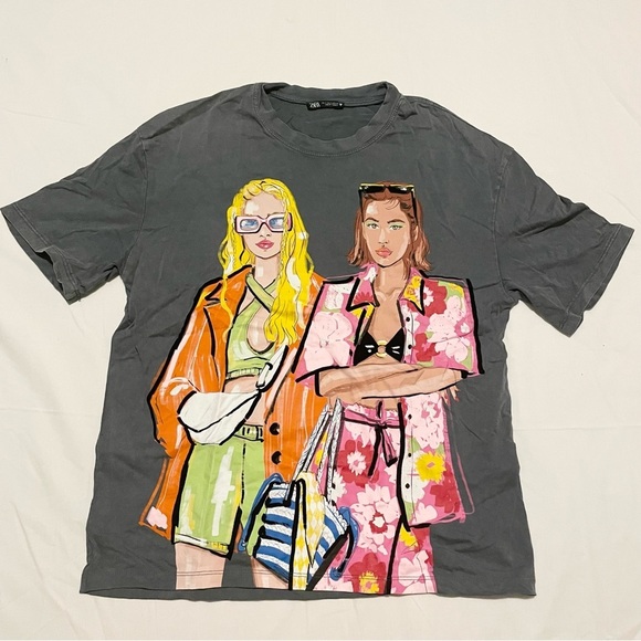 Zara Graphic Tee Womens Tshirt Size Small Shirt - Picture 1 of 16